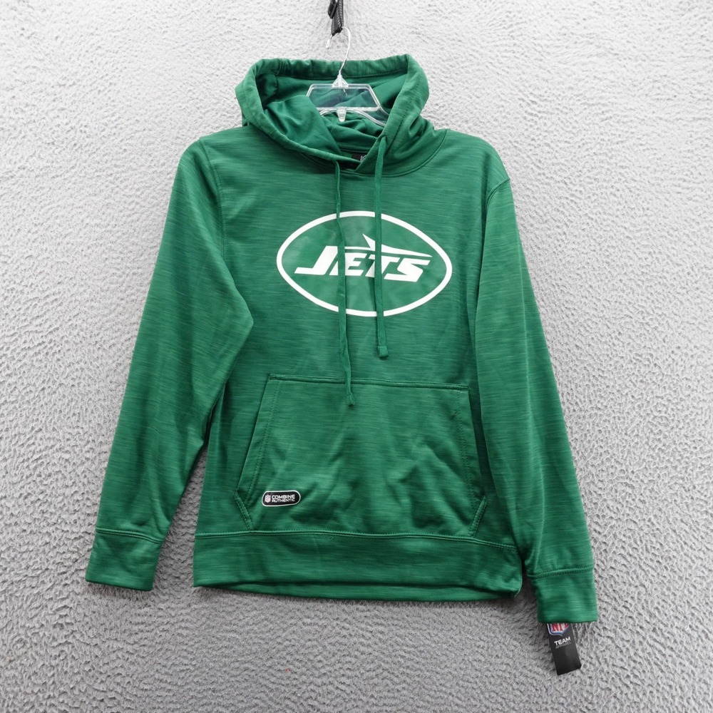 NFL Team Apparel New York Jets Mens Small Green Space Dye Pullover Hoodie NEW